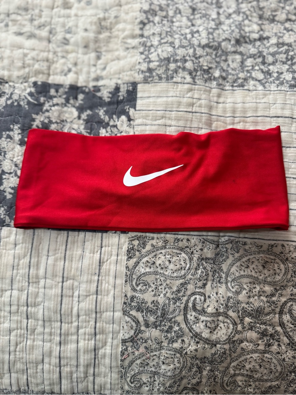 Nike Red Headband with White Swoosh Logo